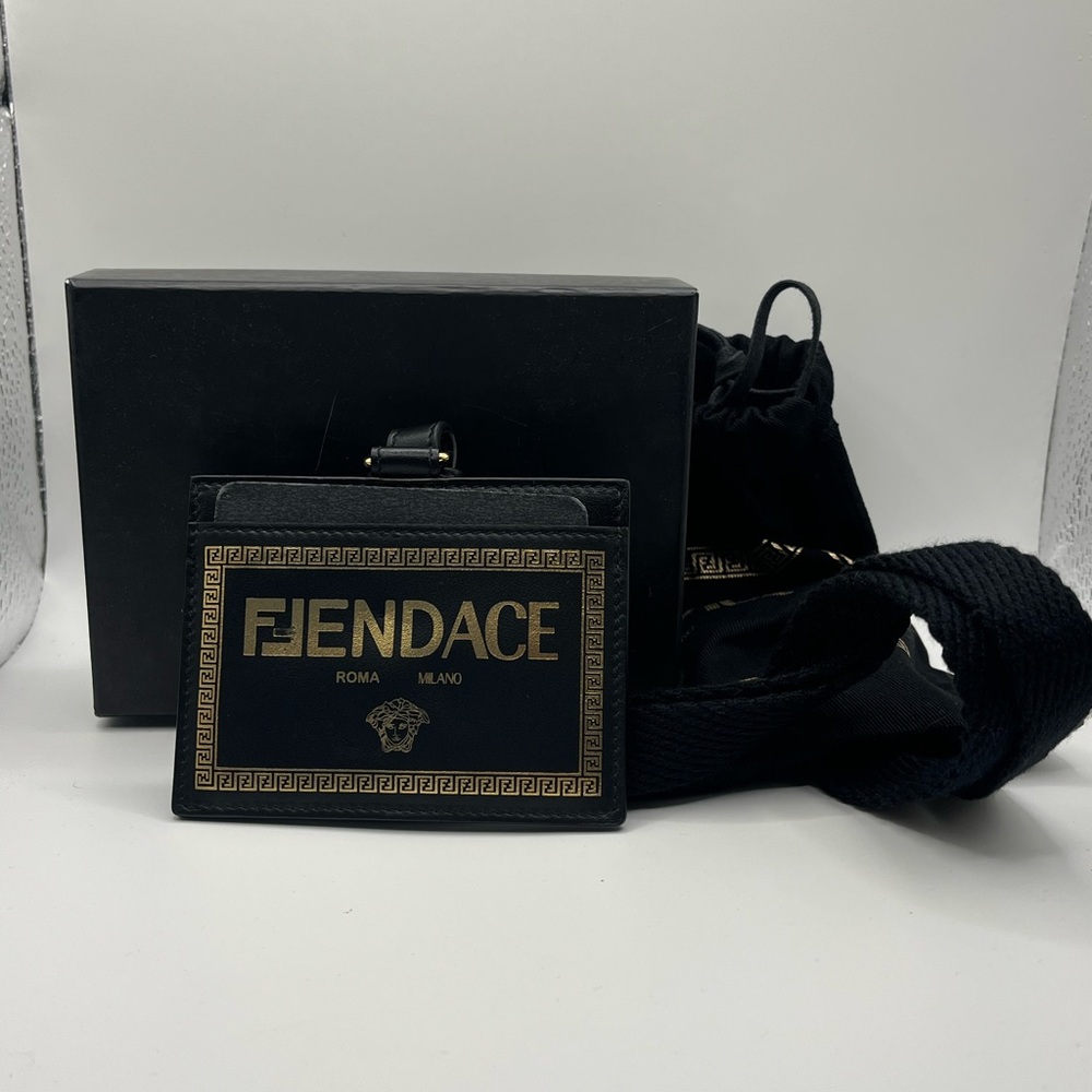 Versace X Fendi FENDACE Logo Leather Card Holder